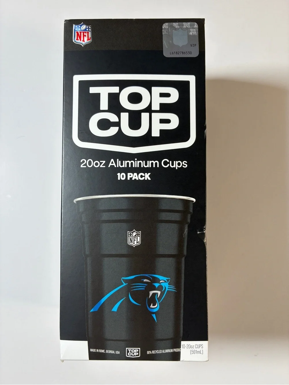 Top Cup NFL Carolina Panthers Reusable AluminumCups-20oz/10ct